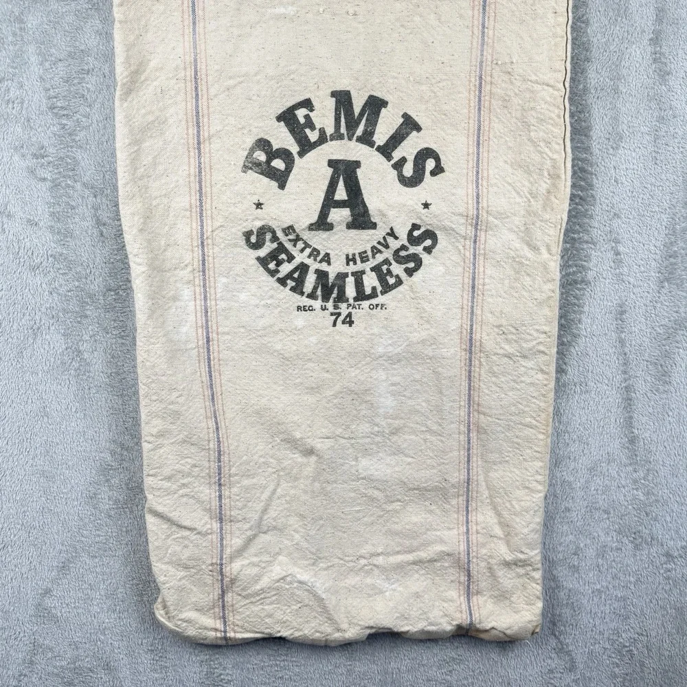 Vintage Bemis A Seamless Cloth Cotton Grain Feed Flour Sack Primitive Country